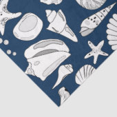Seashells Nautical Navy Blue Decoupage Tissuepapier (Detail)