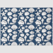 Seashells Nautical Navy Blue Decoupage Tissuepapier (Voorkant)
