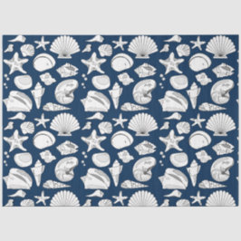 Seashells Nautical Navy Blue Decoupage Tissuepapier