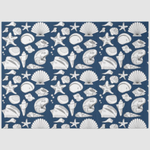 Seashells Nautical Navy Blue Decoupage Tissuepapier