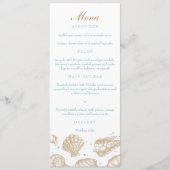 Seashells Nautical Tan/Aqua Beach Wedding Menu (Voorkant)
