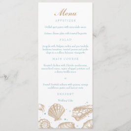 Seashells Nautical Tan/Aqua Beach Wedding Menu