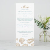 Seashells Nautical Tan/Aqua Beach Wedding Menu (Staand voorkant)