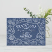 Seashells nautische strand repetitie diner Kaart (Staand voorkant)