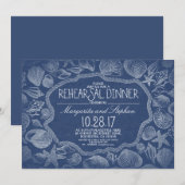 Seashells nautische strand repetitie diner Kaart (Voorkant / Achterkant)