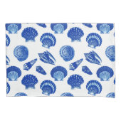 Seashells - Navy Blue op een witte achtergrond Kussensloop (Voorkant)
