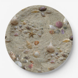 Seashells Nestled in Beach Sand Papieren Bordje