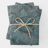 Seashells Ocean Beach Blauwgroen grijs metallisch Inpakpapier Vel (In situ)