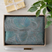 Seashells Ocean Beach Blauwgroen grijs metallisch Tissuepapier (Geschenk)