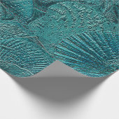 Seashells Ocean Beach Blauwgroen metallische stijl Cadeaupapier (Hoek)