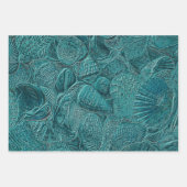 Seashells Ocean Beach Blauwgroen metallische stijl Inpakpapier Vel (Voorkant 3)