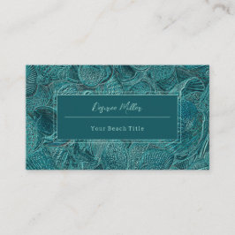 Seashells Ocean Beach Blauwgroen metallische stijl Visitekaartje