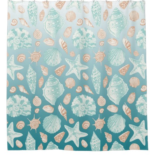 Seashells Ombré VERANDEREN ACHTERGRONDKLEUR Douchegordijn (Voorkant)