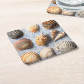 Seashells op ankerachtergrond kartonnen onderzetters (Schuin)