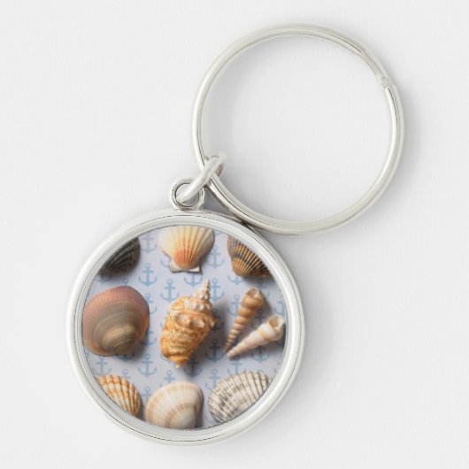 Seashells op ankerachtergrond sleutelhanger (Voorkant)