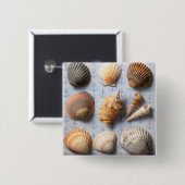 Seashells op ankerachtergrond vierkante button 5,1 cm (Voorkant /achterkant)