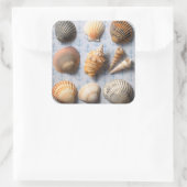 Seashells op ankerachtergrond vierkante sticker (Tas)