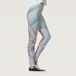 Seashells op de leggings van de douanedruk