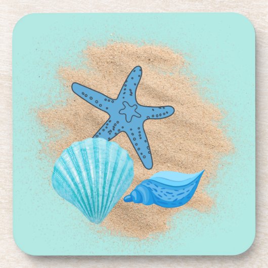 Seashells op een strand Onderzetters (Voorkant)