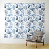 Seashells Pattern in Blue Beach House Wandkleed (In Situ (horizontaal))