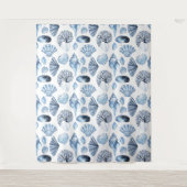 Seashells Pattern in Blue Beach House Wandkleed (Voorkant)