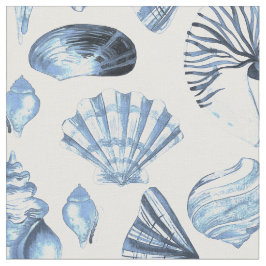 Seashells Pattern in Blue Stof