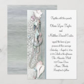 Seashells Pearls Beach Huwelijksuitnodigingen Kaart (Voorkant / Achterkant)