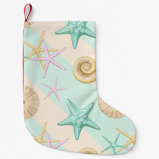 Seashells Retro Pastel Zee Life Kleine Kerstsok (Voorkant)