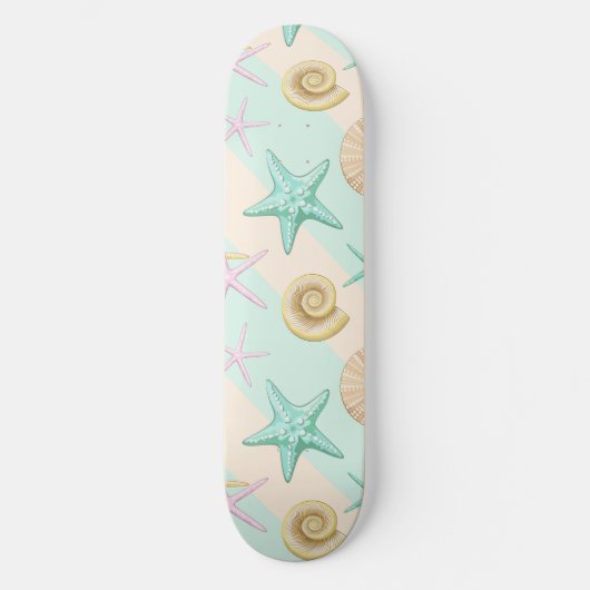 Seashells Retro Pastel Zee Life Persoonlijk Skateboard (Voorkant)