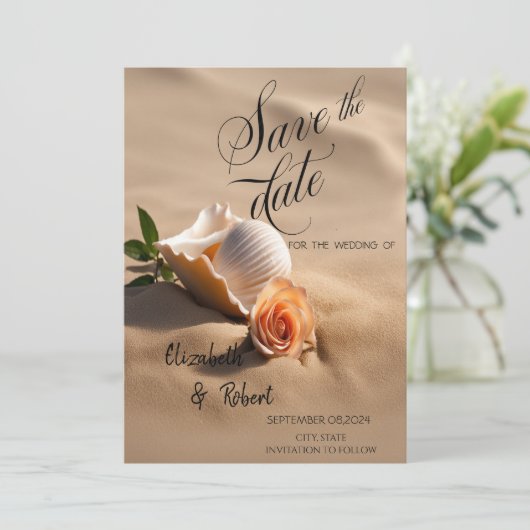 Seashells Roos Sand Save The Date (Staand voorkant)