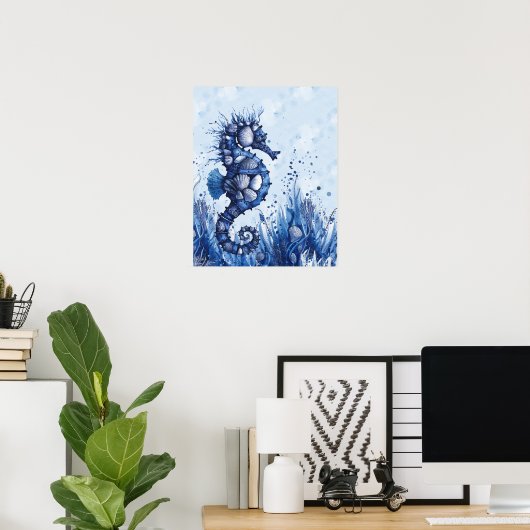Seashells Seahorse Poster (Thuiskantoor)