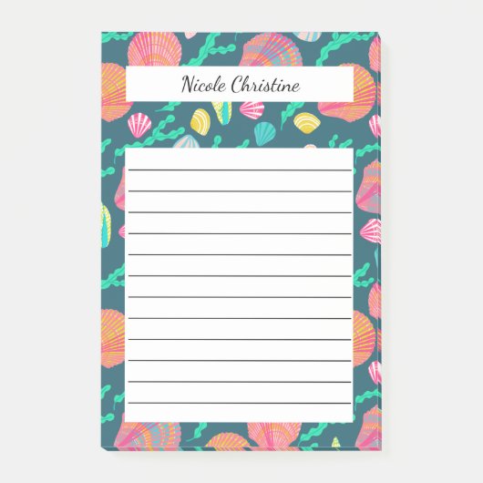 Seashells & Seaweed Tropical Beach CUSTOM Notitieb Post-it® Notes (Voorkant)