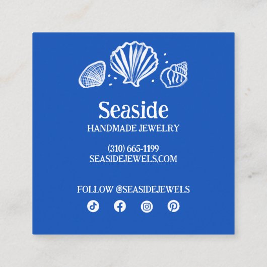 SEASHELLS Sieraden CARE INSTRUCTIES Handgemaakte C Vierkante Visitekaartje (Achterkant)