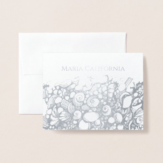 Seashells Silver Folie Kaart (Voorkant met envelop)