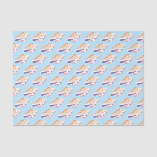 Seashells Simple Zee Ocean Pattern Blue white Tissuepapier (Voorkant)