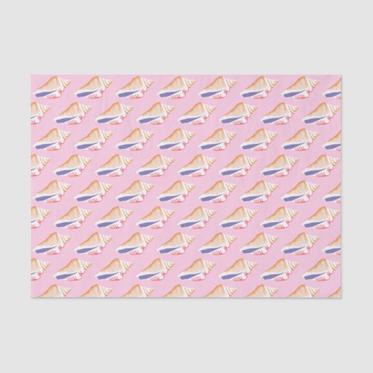 Seashells Simple Zee Ocean Pattern Pink Paars Tissuepapier (Voorkant)