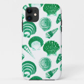 Seashells - smaragdgroen op een witte achtergrond Case-Mate iPhone case (Achterkant)