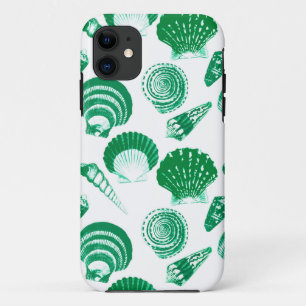 Seashells - smaragdgroen op een witte achtergrond Case-Mate iPhone case