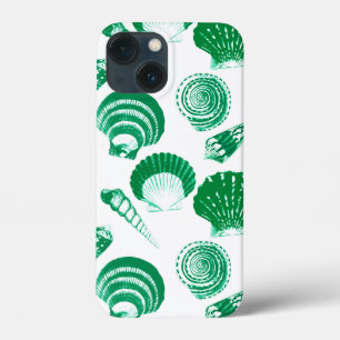 Seashells - smaragdgroen op een witte achtergrond Case-Mate iPhone case
