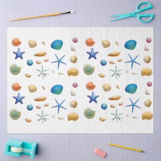 Seashells Stampapier voor loskoppeling instellen Tissuepapier (Craft)