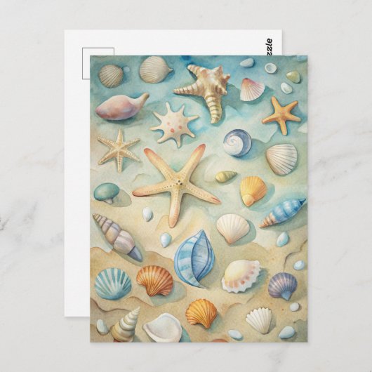 Seashells Starfish Coastal Beach Nautical Art Briefkaart (Voorkant / Achterkant)