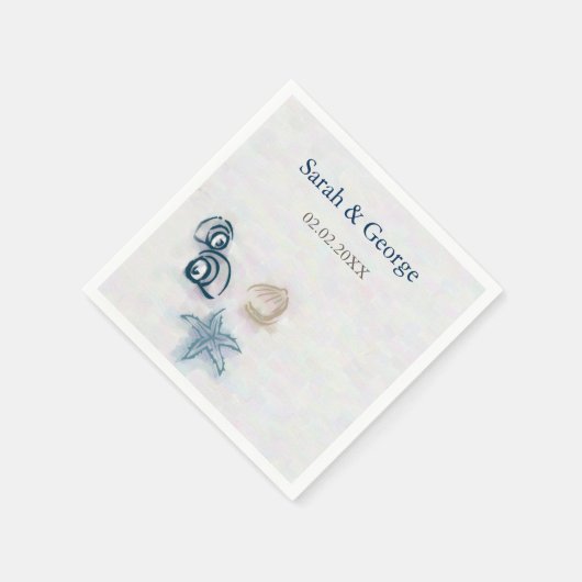 Seashells strand bruiloft gepersonaliseerde servet (Hoek)