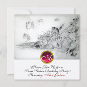 SEASHELLS SWEET 16 ARTIJ, Ruby Monogram Champagne Kaart (Voorkant)