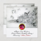 SEASHELLS SWEET 16 ARTIJ, Ruby Monogram Champagne Kaart (Voorkant / Achterkant)