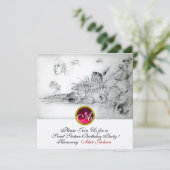 SEASHELLS SWEET 16 ARTIJ, Ruby Monogram Champagne Kaart (Staand voorkant)