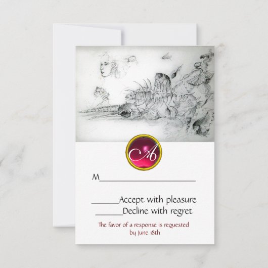 SEASHELLS SWEET 16 ARTIJ, Ruby Monogram Rsvp (Achterkant)