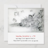 SEASHELLS SWEET 16, Ruby Monogram Black White Kaart (Achterkant)