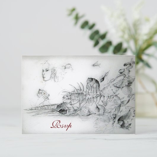 SEASHELLS SWEET SIXTEEN ARTIJ, Ruby Monogram Rsvp (Staand voorkant)