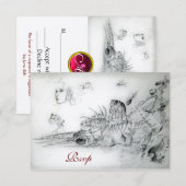 SEASHELLS SWEET SIXTEEN ARTIJ, Ruby Monogram Rsvp Kaartje (Voorkant / Achterkant)