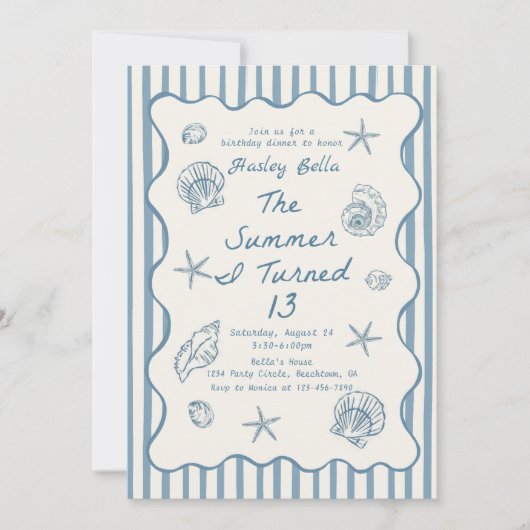 Seashells The Summer I Turned Thirteen Birthday Kaart (Voorkant)